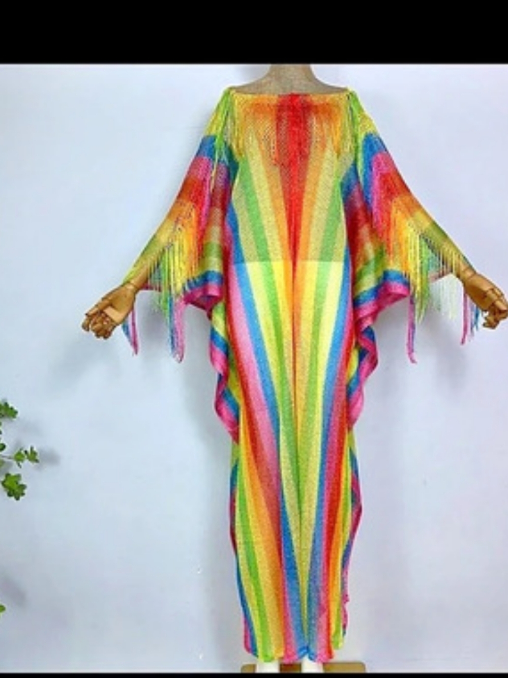 Multicolor Striped Fringe Tunic